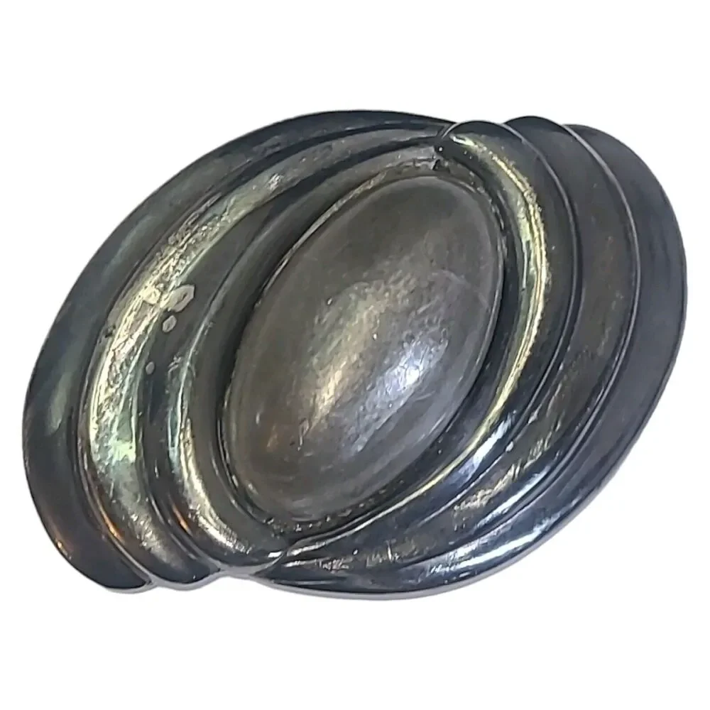 Vintage Designer‎ Artisan Lauren J Silvertone Modernist Belt Buckle